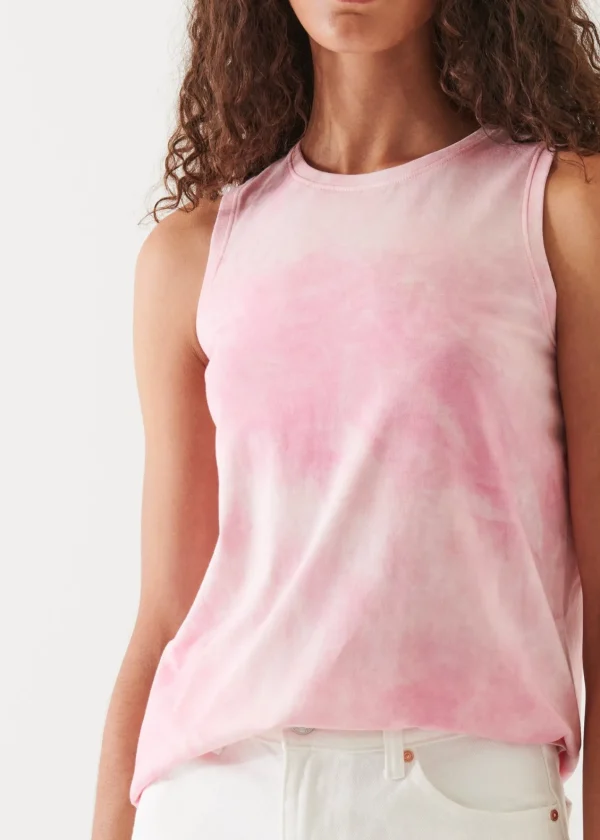 PATRICK ASSARAF Abstract Tie Dye Pima Cotton Stretch Boyfriend Tank | Women T-Shirts