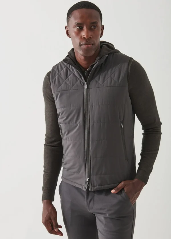 PATRICK ASSARAF Active Mix-Media Quilted Vest | Men Outerwear