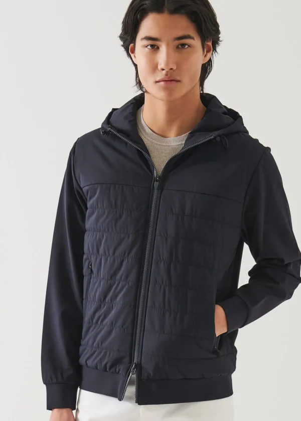 PATRICK ASSARAF Active Quilted Mix-Media Hoodie | Men Outerwear