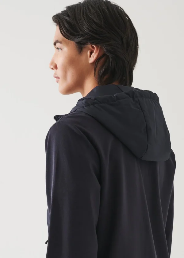 PATRICK ASSARAF Active Quilted Mix-Media Hoodie | Men Outerwear