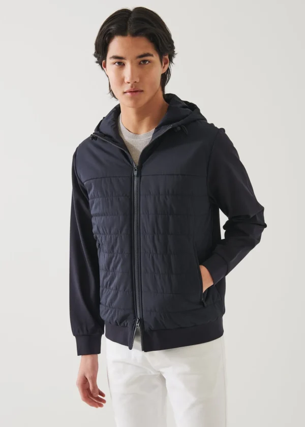 PATRICK ASSARAF Active Quilted Mix-Media Hoodie | Men Outerwear