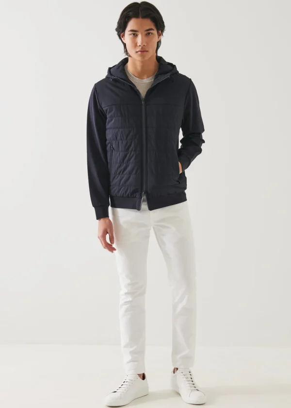 PATRICK ASSARAF Active Quilted Mix-Media Hoodie | Men Outerwear