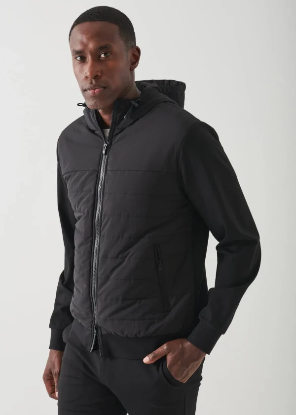 PATRICK ASSARAF Active Quilted Mix-Media Hoodie | Men Outerwear