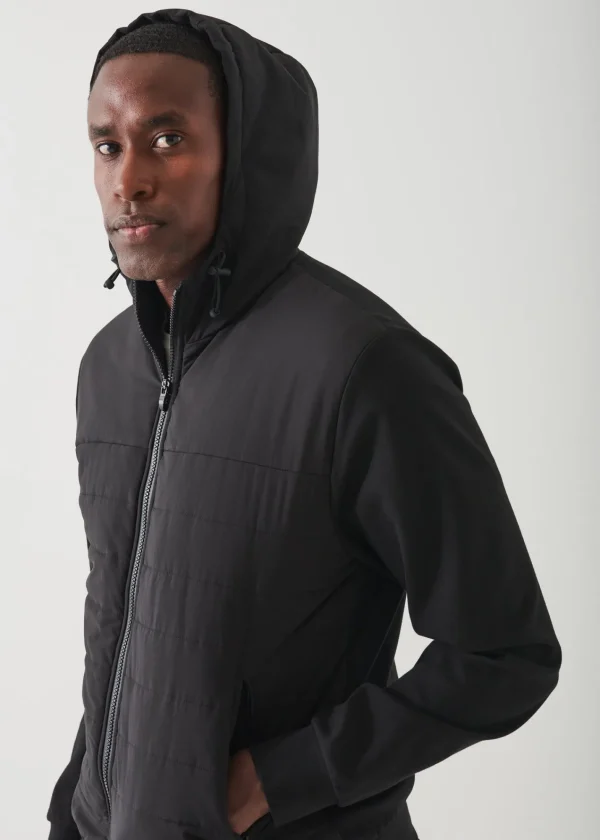 PATRICK ASSARAF Active Quilted Mix-Media Hoodie | Men Outerwear