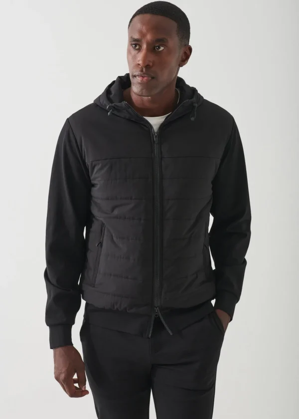 PATRICK ASSARAF Active Quilted Mix-Media Hoodie | Men Outerwear