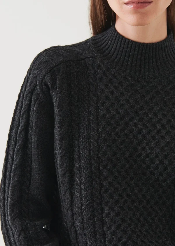 PATRICK ASSARAF Cable Knit Mock Neck Sweater | Women Knitwear