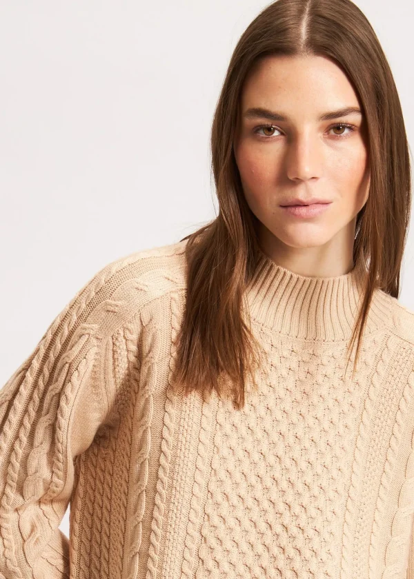 PATRICK ASSARAF Cable Knit Mock Neck Sweater | Women Knitwear