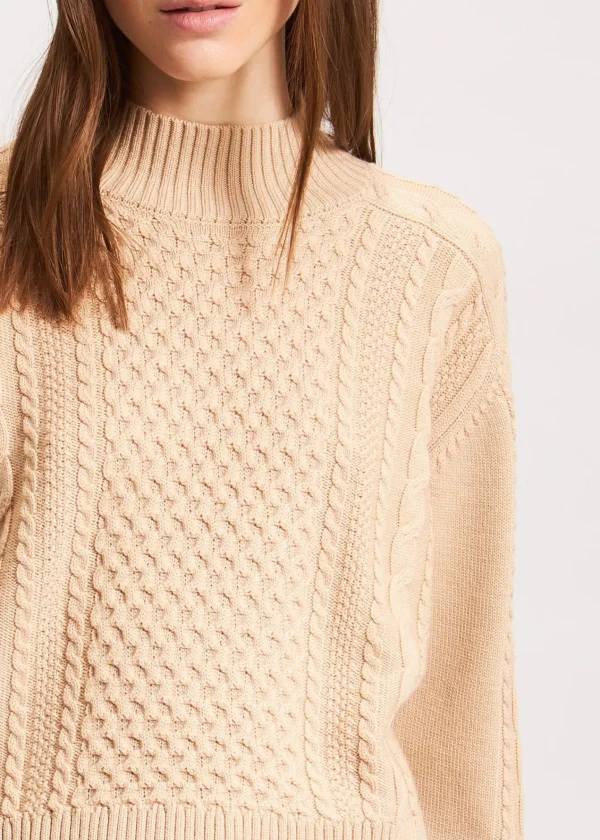 PATRICK ASSARAF Cable Knit Mock Neck Sweater | Women Knitwear