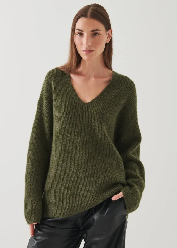 PATRICK ASSARAF Cashmere Blend V-Neck Sweater | Women Knitwear