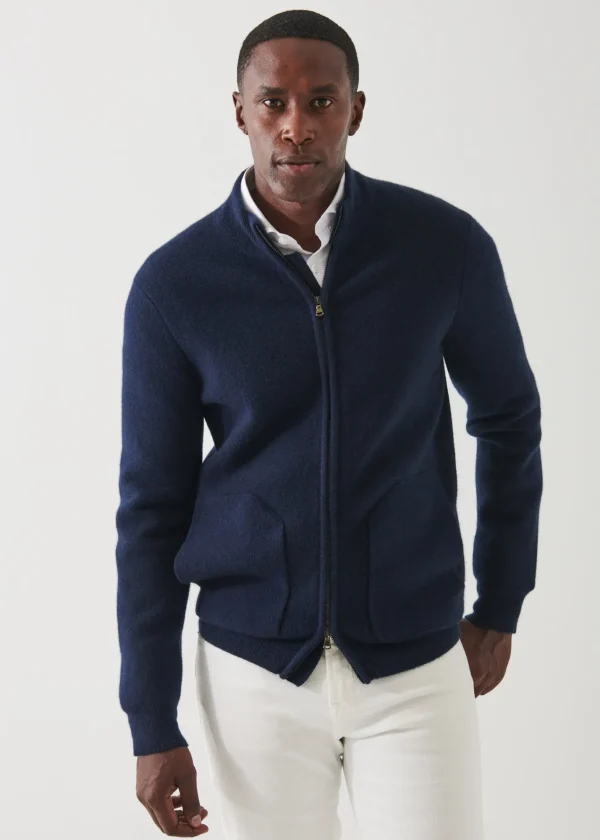 PATRICK ASSARAF Cashmere Half-Milano Stitch Cardigan | Men Knitwear