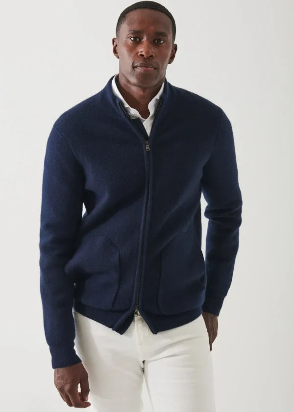 PATRICK ASSARAF Cashmere Half-Milano Stitch Cardigan | Men Knitwear