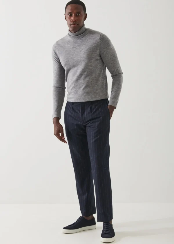 PATRICK ASSARAF Chalk Stripe Wool Drawstring Pant | Men Bottoms