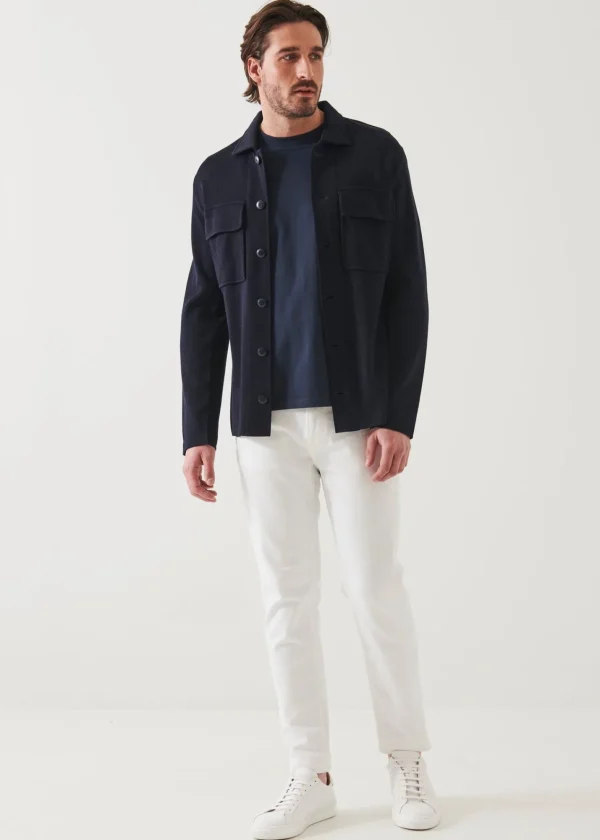 PATRICK ASSARAF Cotton Blend Knit Shirt Jacket | Men Outerwear