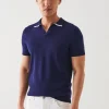 PATRICK ASSARAF Cotton Blend Open Polo | Men Polos