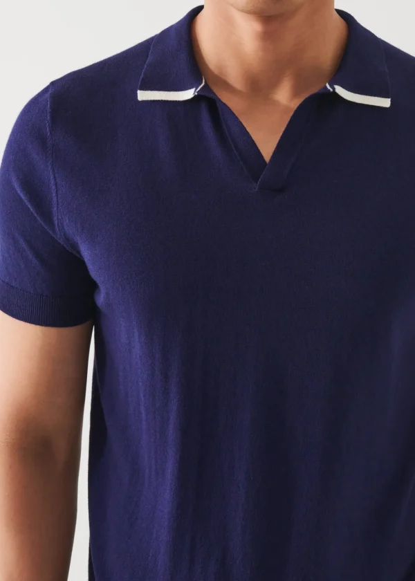 PATRICK ASSARAF Cotton Blend Open Polo | Men Polos