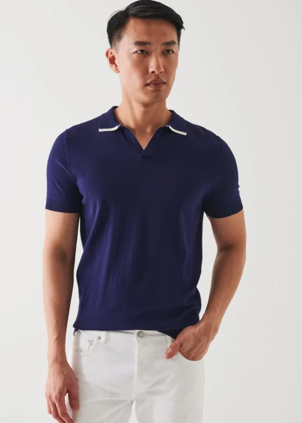 PATRICK ASSARAF Cotton Blend Open Polo | Men Polos