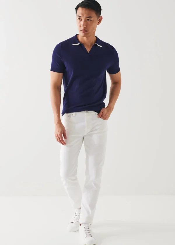 PATRICK ASSARAF Cotton Blend Open Polo | Men Polos