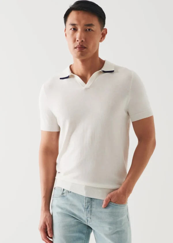 PATRICK ASSARAF Cotton Blend Open Polo | Men Polos