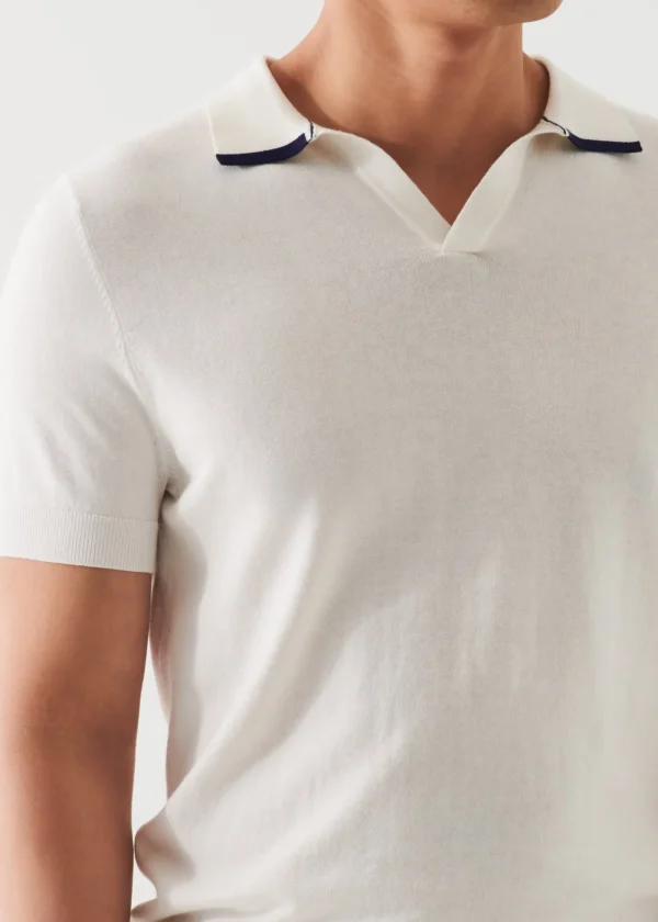 PATRICK ASSARAF Cotton Blend Open Polo | Men Polos