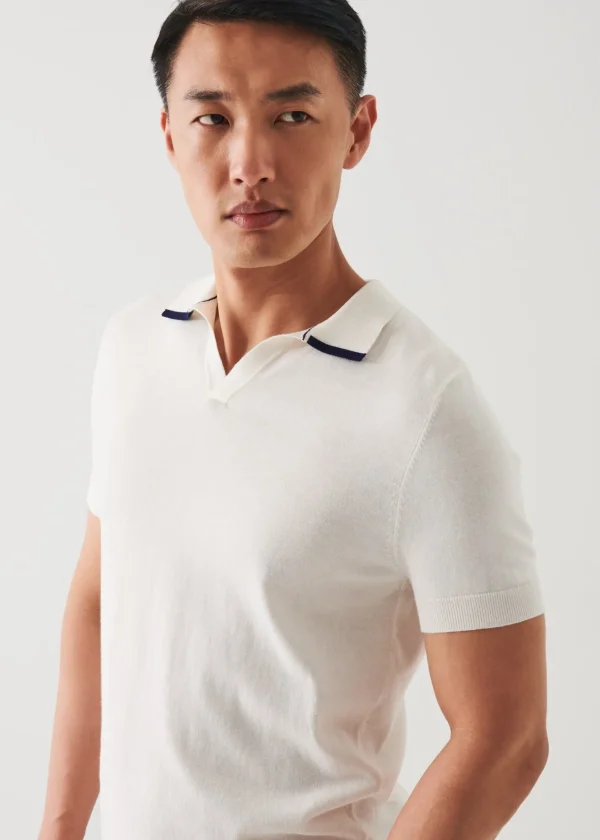 PATRICK ASSARAF Cotton Blend Open Polo | Men Polos