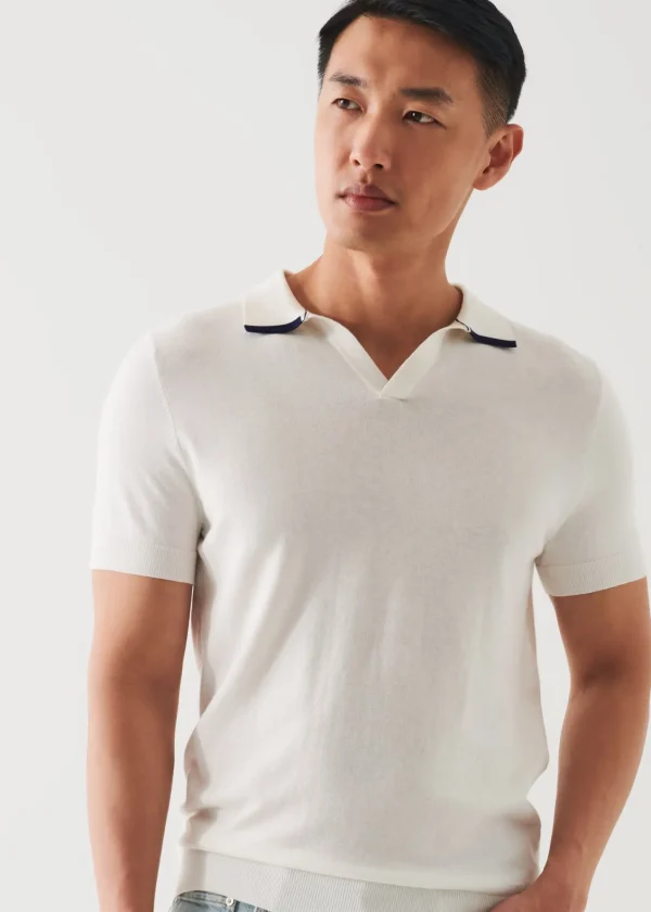 PATRICK ASSARAF Cotton Blend Open Polo | Men Polos