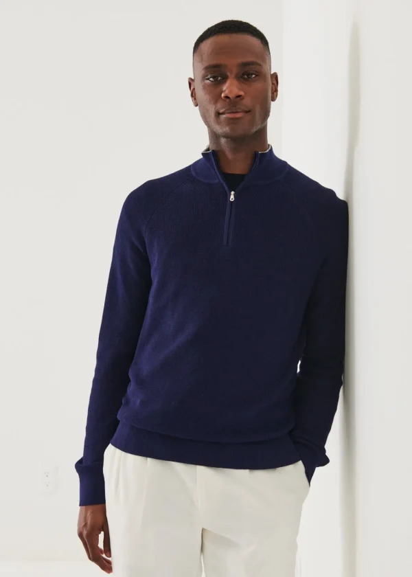 PATRICK ASSARAF Cotton Blend Quarter Zip | Men Knitwear