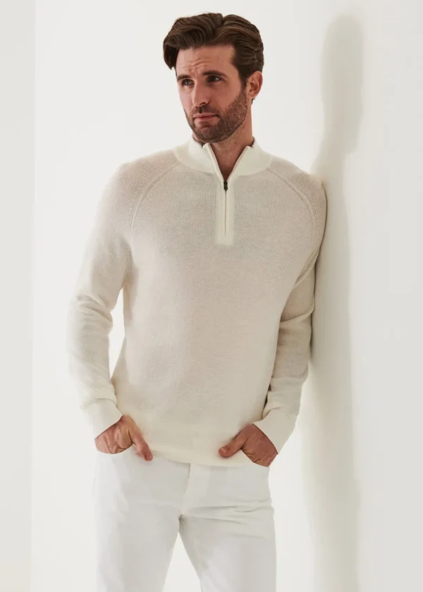 PATRICK ASSARAF Cotton Blend Quarter Zip | Men Knitwear