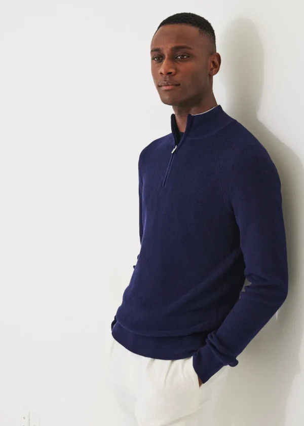 PATRICK ASSARAF Cotton Blend Quarter Zip | Men Knitwear