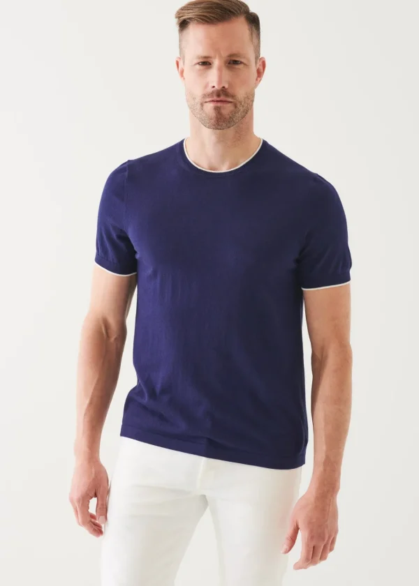 PATRICK ASSARAF Cotton Blend Short Sleeve Crewneck | Men Knitwear