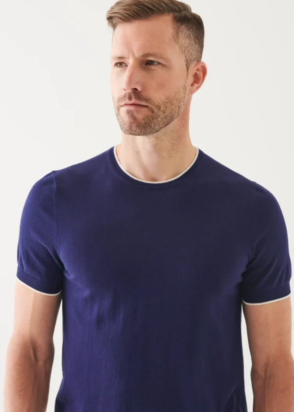 PATRICK ASSARAF Cotton Blend Short Sleeve Crewneck | Men Knitwear