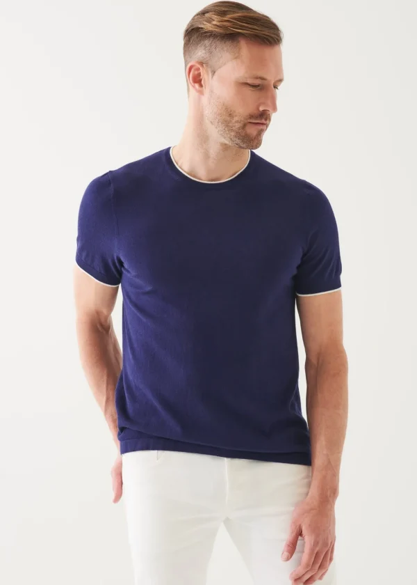 PATRICK ASSARAF Cotton Blend Short Sleeve Crewneck | Men Knitwear