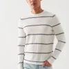 PATRICK ASSARAF Cotton Blend Striped Crewneck Sweater | Men Knitwear