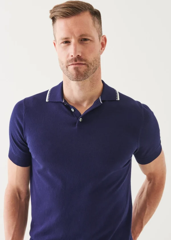 PATRICK ASSARAF Cotton Blend Tipped Polo | Men Polos