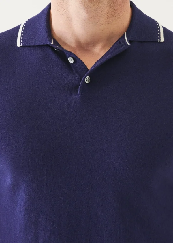 PATRICK ASSARAF Cotton Blend Tipped Polo | Men Polos