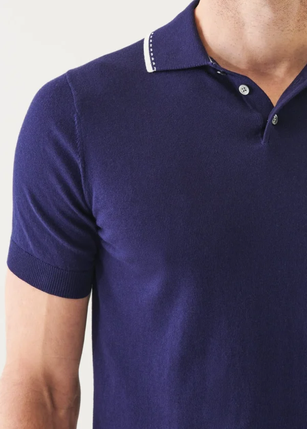 PATRICK ASSARAF Cotton Blend Tipped Polo | Men Polos