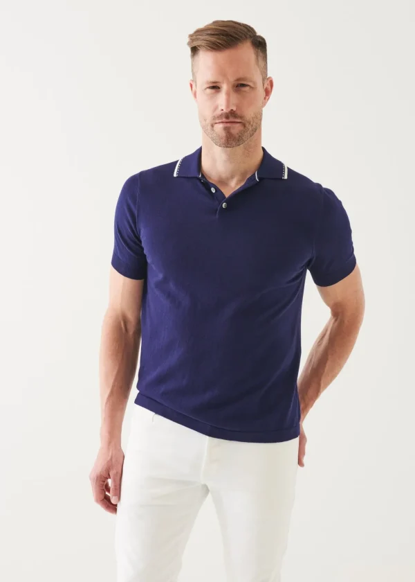 PATRICK ASSARAF Cotton Blend Tipped Polo | Men Polos