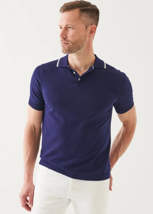 PATRICK ASSARAF Cotton Blend Tipped Polo | Men Polos