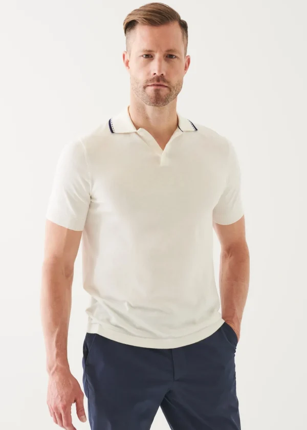 PATRICK ASSARAF Cotton Blend Tipped Polo | Men Polos