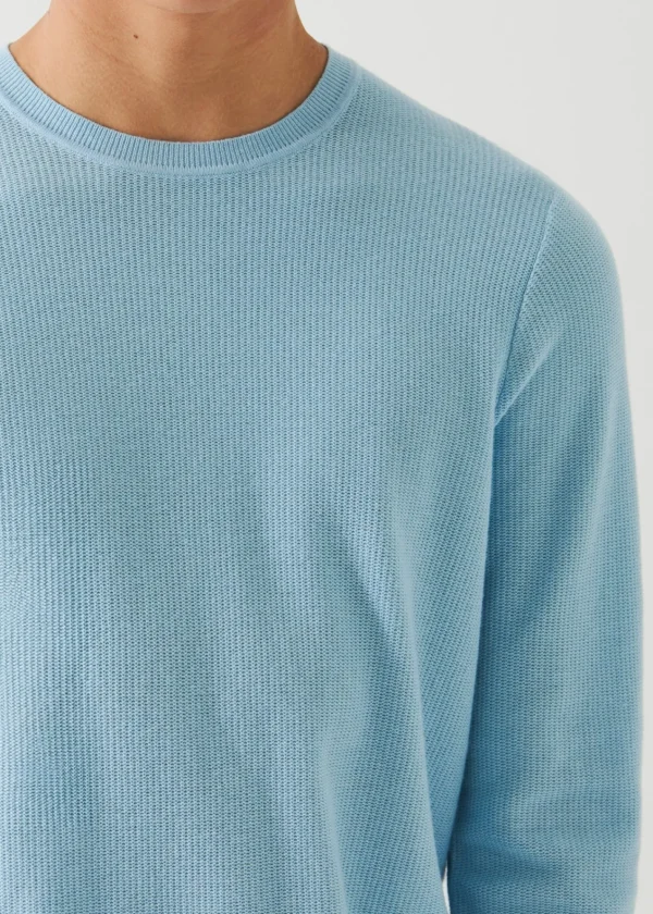 PATRICK ASSARAF Cotton Cashmere Crochet Crewneck | Men Knitwear