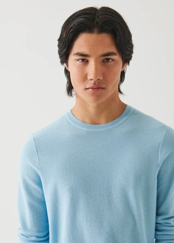 PATRICK ASSARAF Cotton Cashmere Crochet Crewneck | Men Knitwear