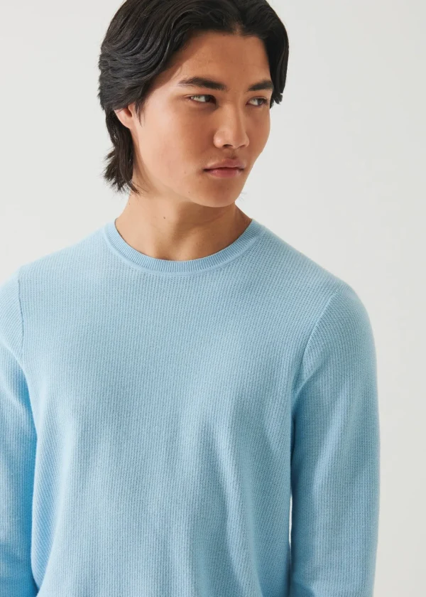 PATRICK ASSARAF Cotton Cashmere Crochet Crewneck | Men Knitwear