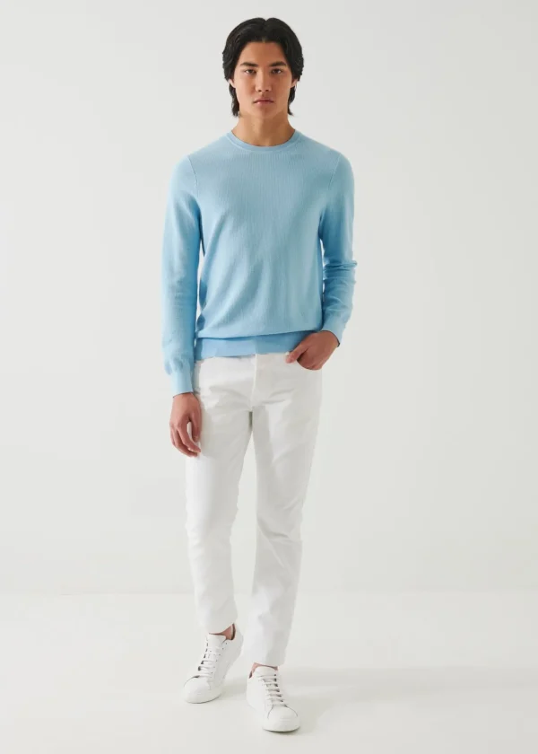 PATRICK ASSARAF Cotton Cashmere Crochet Crewneck | Men Knitwear