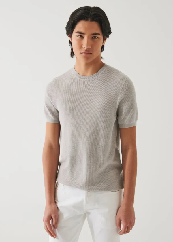 PATRICK ASSARAF Cotton Cashmere Ribbed Crewneck | Men Knitwear