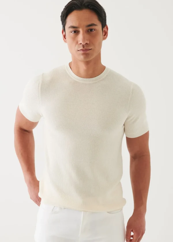 PATRICK ASSARAF Cotton Cashmere Ribbed Crewneck | Men Knitwear