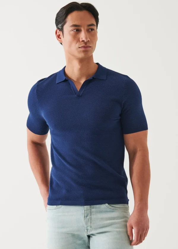 PATRICK ASSARAF Cotton Cupro Open Polo | Men Polos