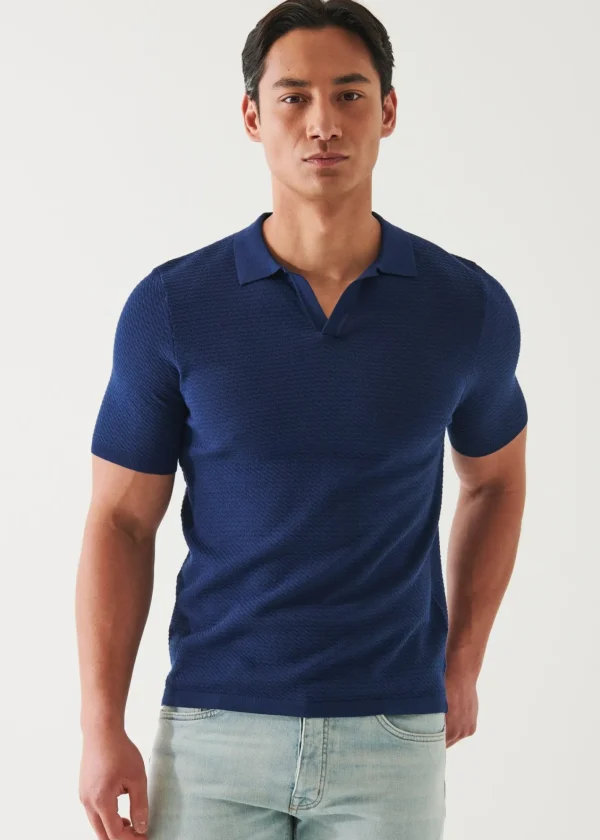 PATRICK ASSARAF Cotton Cupro Open Polo | Men Polos