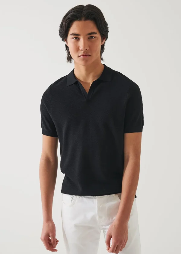 PATRICK ASSARAF Cotton Cupro Open Polo | Men Polos