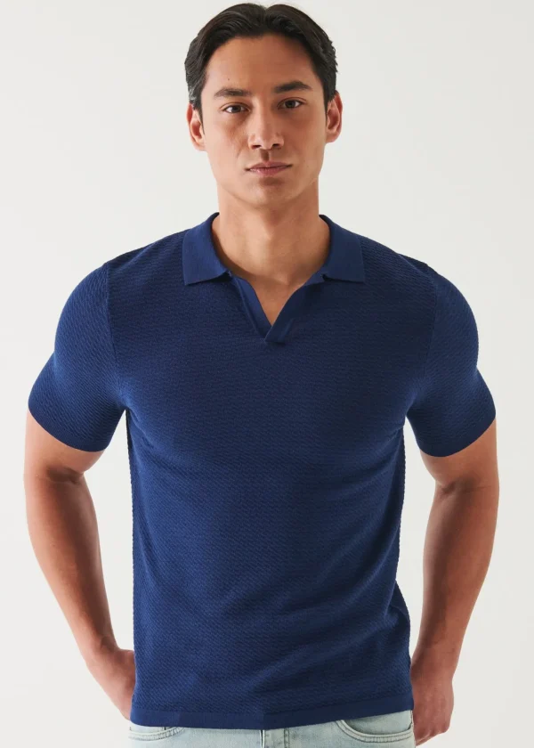 PATRICK ASSARAF Cotton Cupro Open Polo | Men Polos