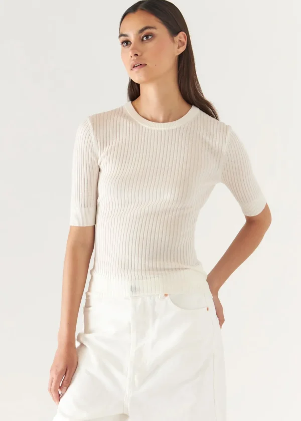 PATRICK ASSARAF Cotton Cupro Ribbed Crewneck | Women Knitwear