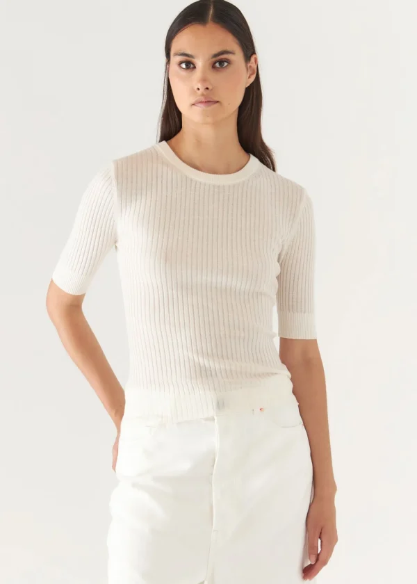 PATRICK ASSARAF Cotton Cupro Ribbed Crewneck | Women Knitwear